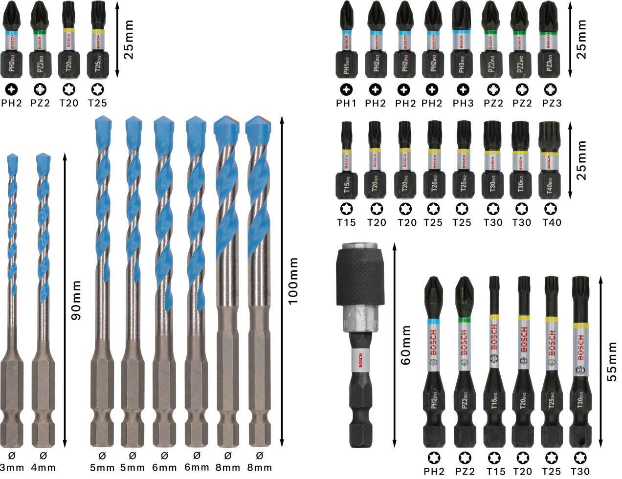 Conjunto de Brocas e Pontas BOSCH PRO Impact Mixed 2608521U82 (Plástico), miniatura 3