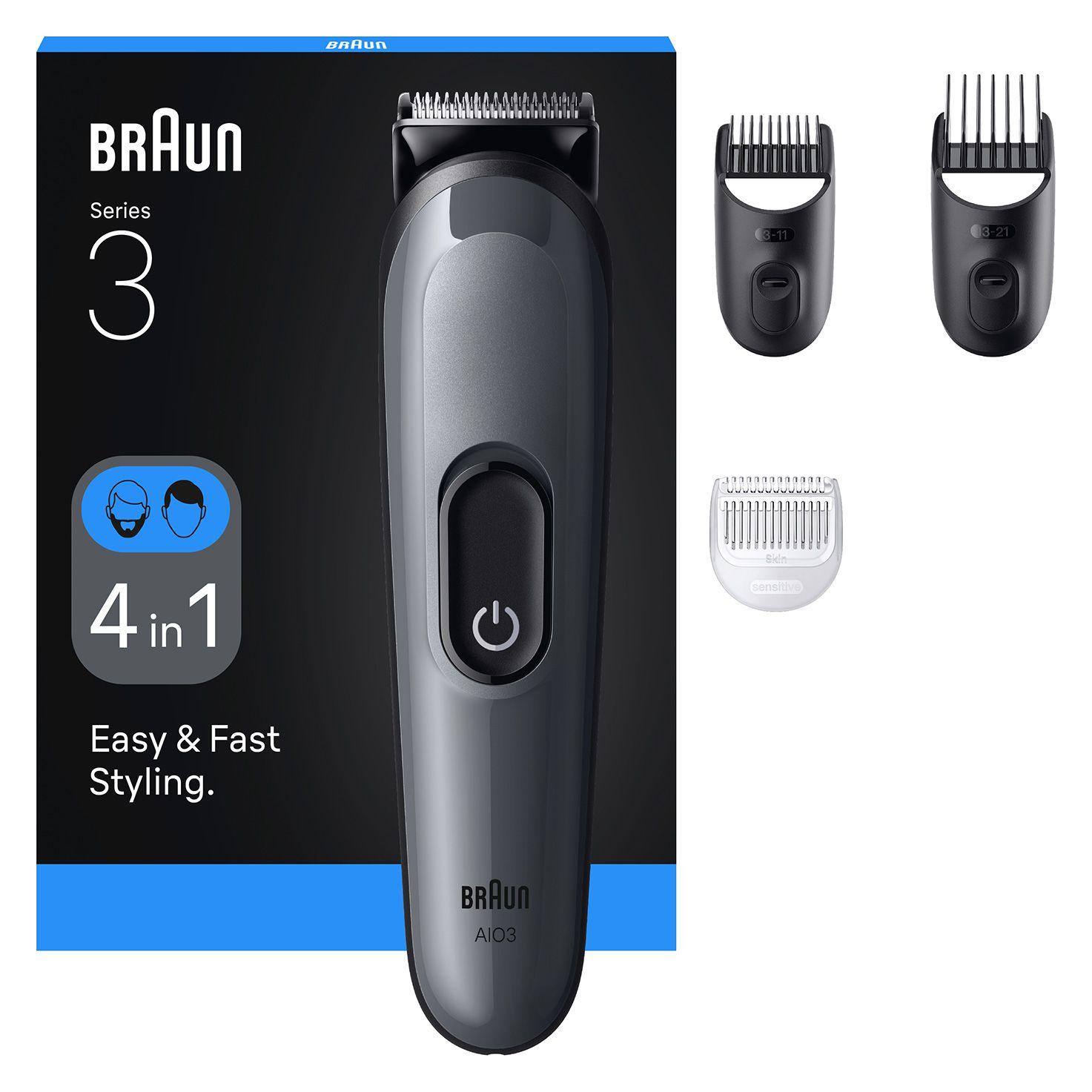 Máquina de Cortar Cabelo BRAUN AIO3500 (Preto e Cinzento)