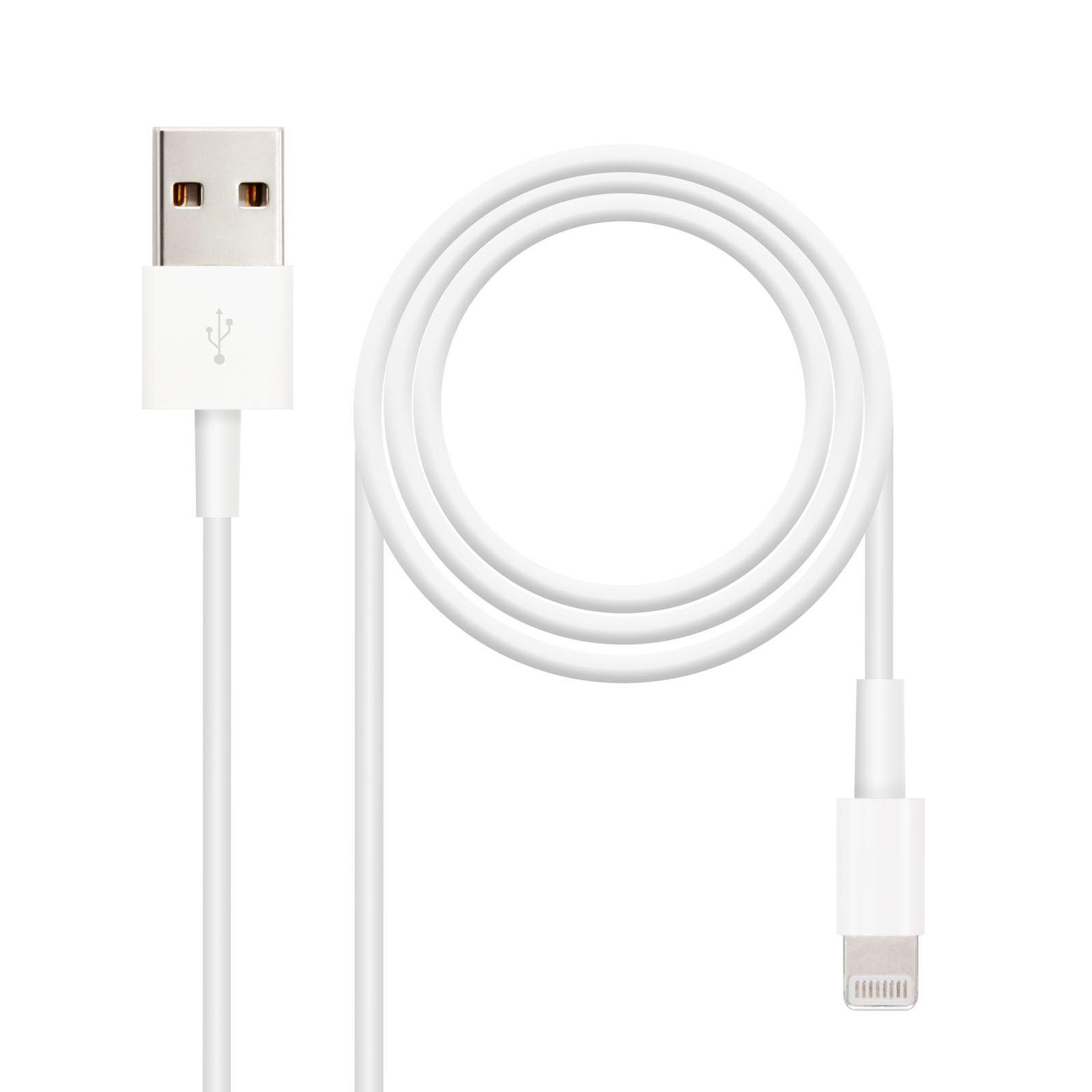 Cabo Lightning NANOCABLE 10.10.0401 (1 m - USB A - Branco)