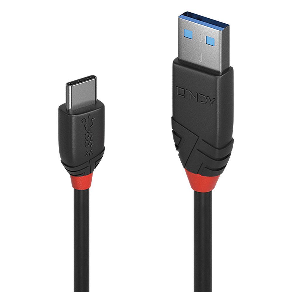 Cabo USB LINDY 36915 (0,5 m - USB C - USB A - Preto)