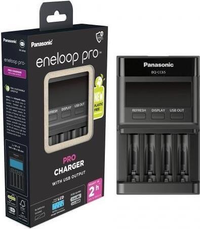 Carregador de Pilhas PANASONIC BQ-CC65E (USB-A - Pilhas recarregáveis AA e AAA - Preto)
