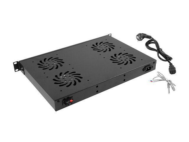 Painel de Ventilação para Rack LANBERG AK-1503-B (1U - 4 Ventoinhas - 19″ - Preto)