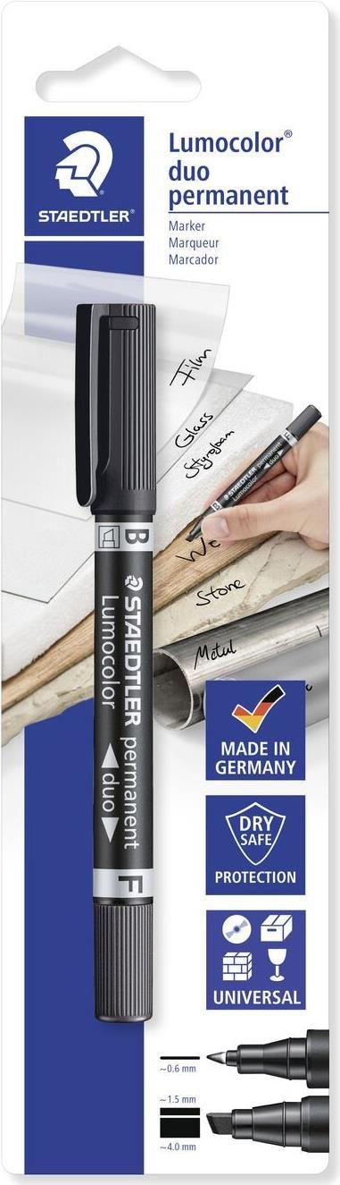 Marcador Permanente de Dupla Ponta STAEDTLER Lumocolor permanent duo 348 B-9 BK (Preto)