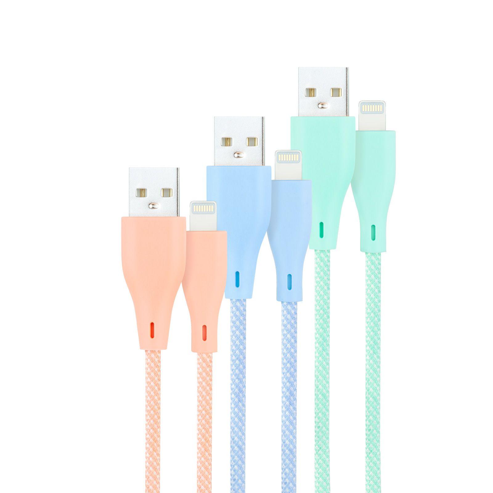 Conjunto de 3 Cabos NANOCABLE 10.10.0401-CO1 (1 m - USB A - Rosa, Verde e Azul-pastel)