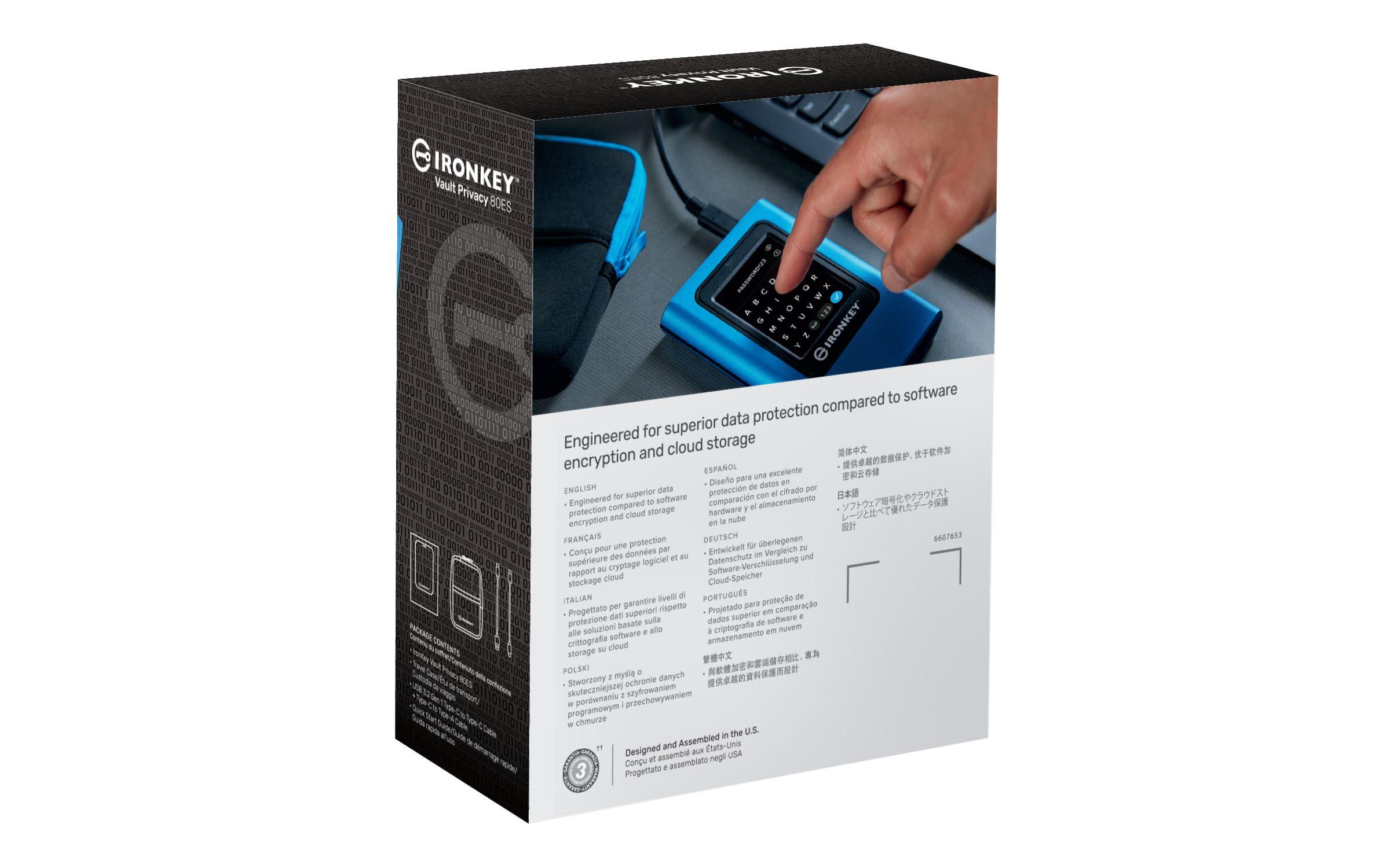 SSD KINGSTON IronKey Vault Privacy 80 IKVP80ES/960G (960 GB - 2,5 polegadas - USB 3.2 Gen 1 - Azul) — miniatura 6