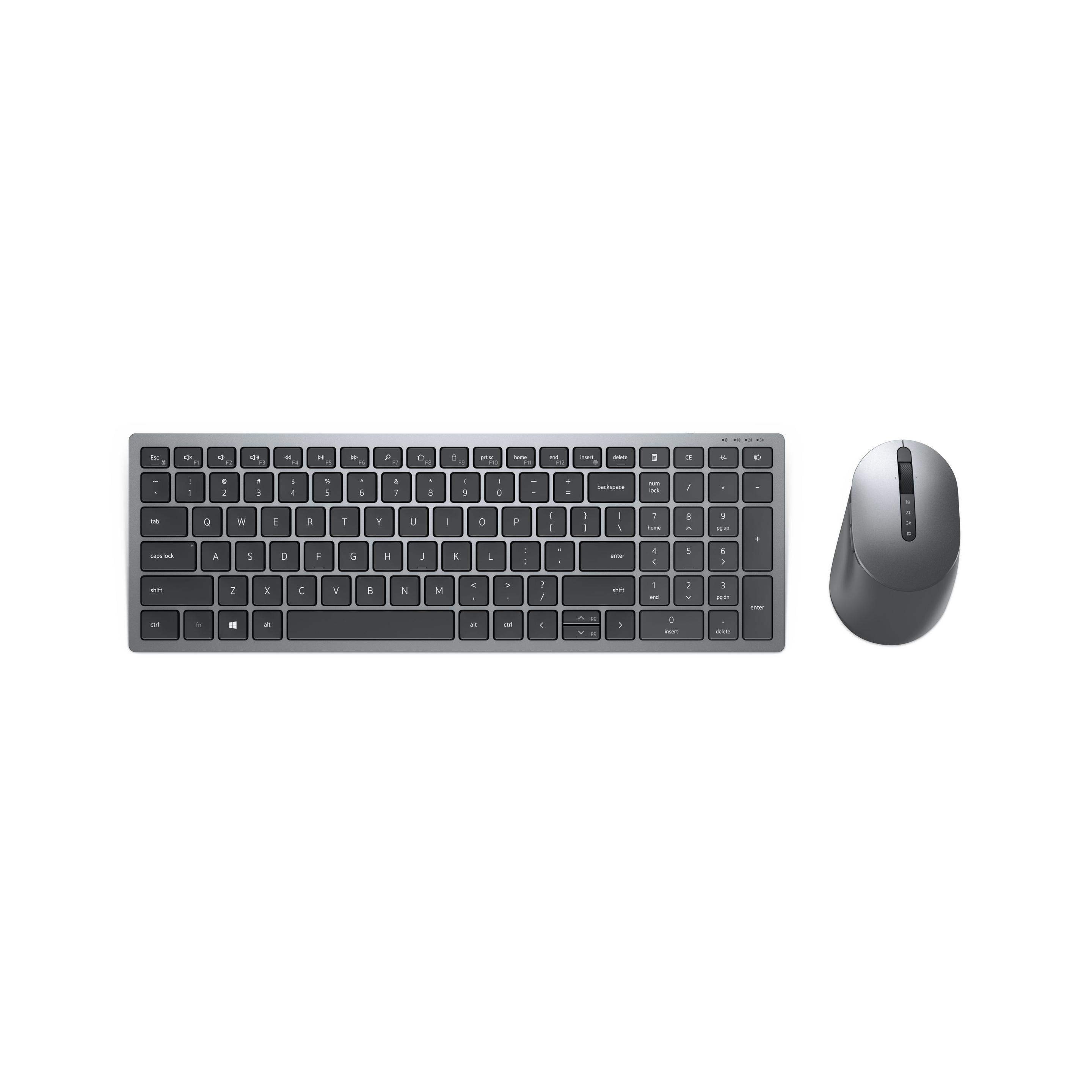 Conjunto Teclado e Rato DELL KM7120W (Estados Unidos - Teclas de tesoura - Tamanho completo - Cinzento/Titânio)