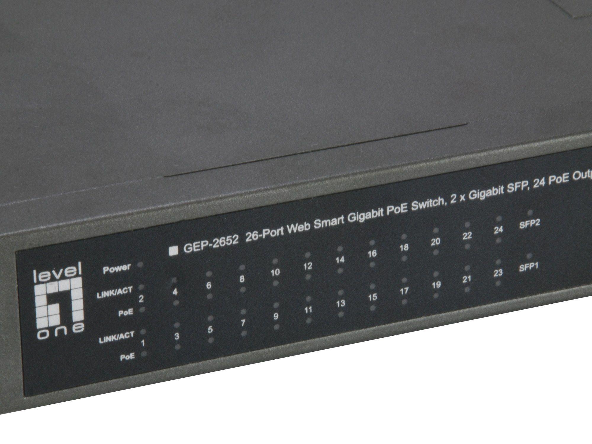 Switch LEVELONE GEP-2652 (Gigabit Ethernet - 128 MB - L2 - Cinzento), miniatura 3