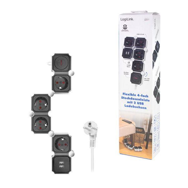 Bloco de Tomadas Flexível LOGILINK LPS276U (Cinzento), miniatura 10