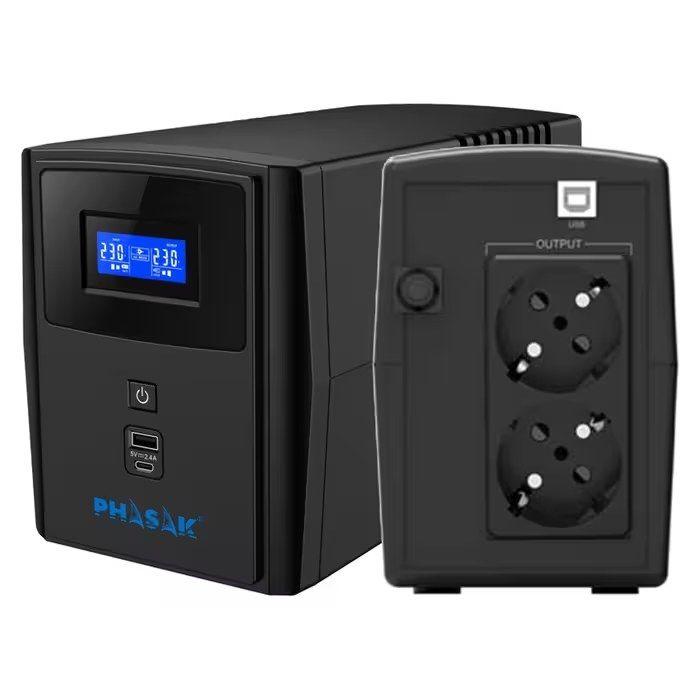 UPS PHASAK Sirius PH 7310 (USB Type-B - Schuko - Preto), miniatura 4
