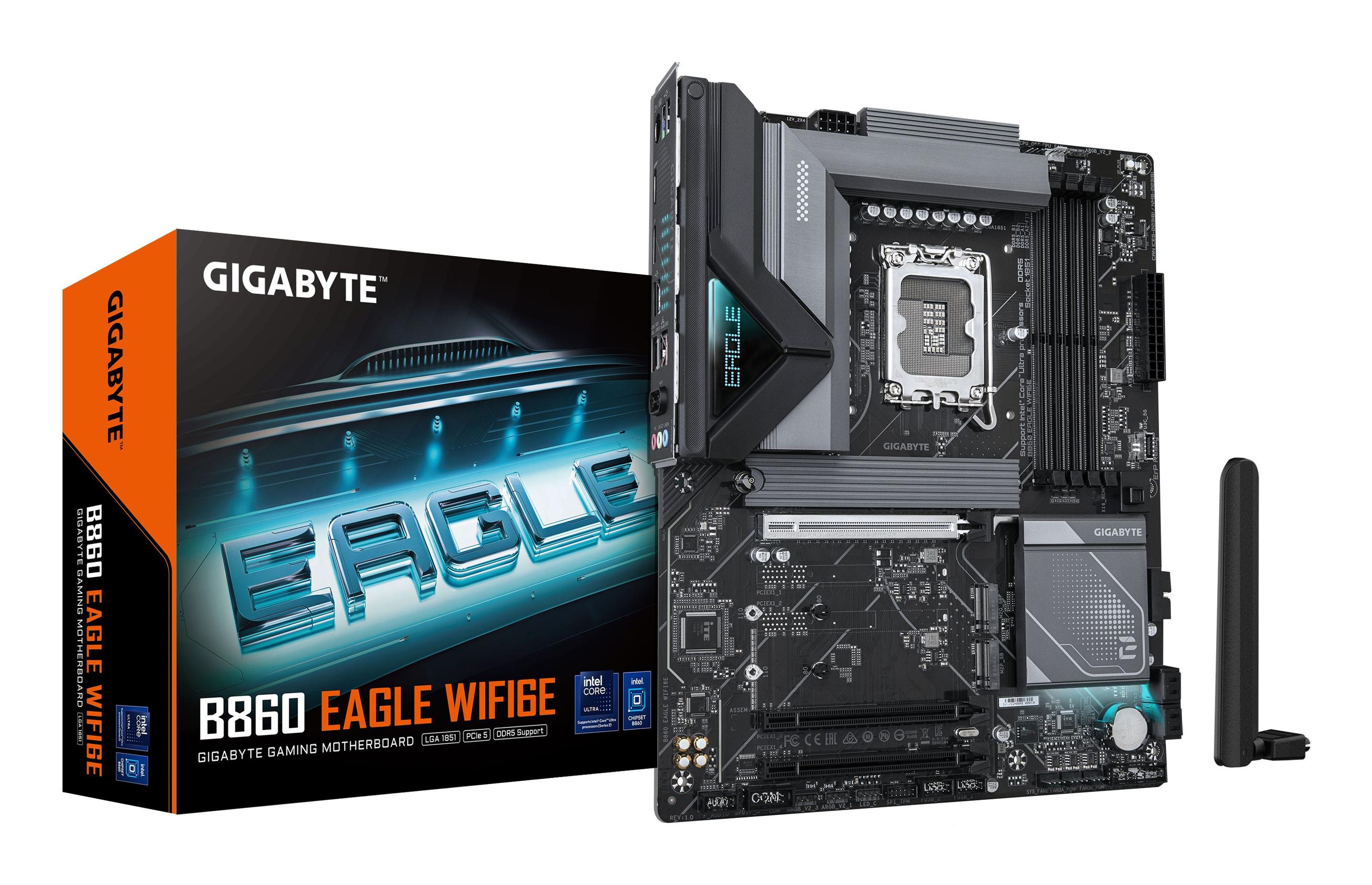 Motherboard GIGABYTE B860 EAGLE WIFI6E (LGA 1851 (Socket V1) - ATX - Duplo canal - Castanho escuro)
