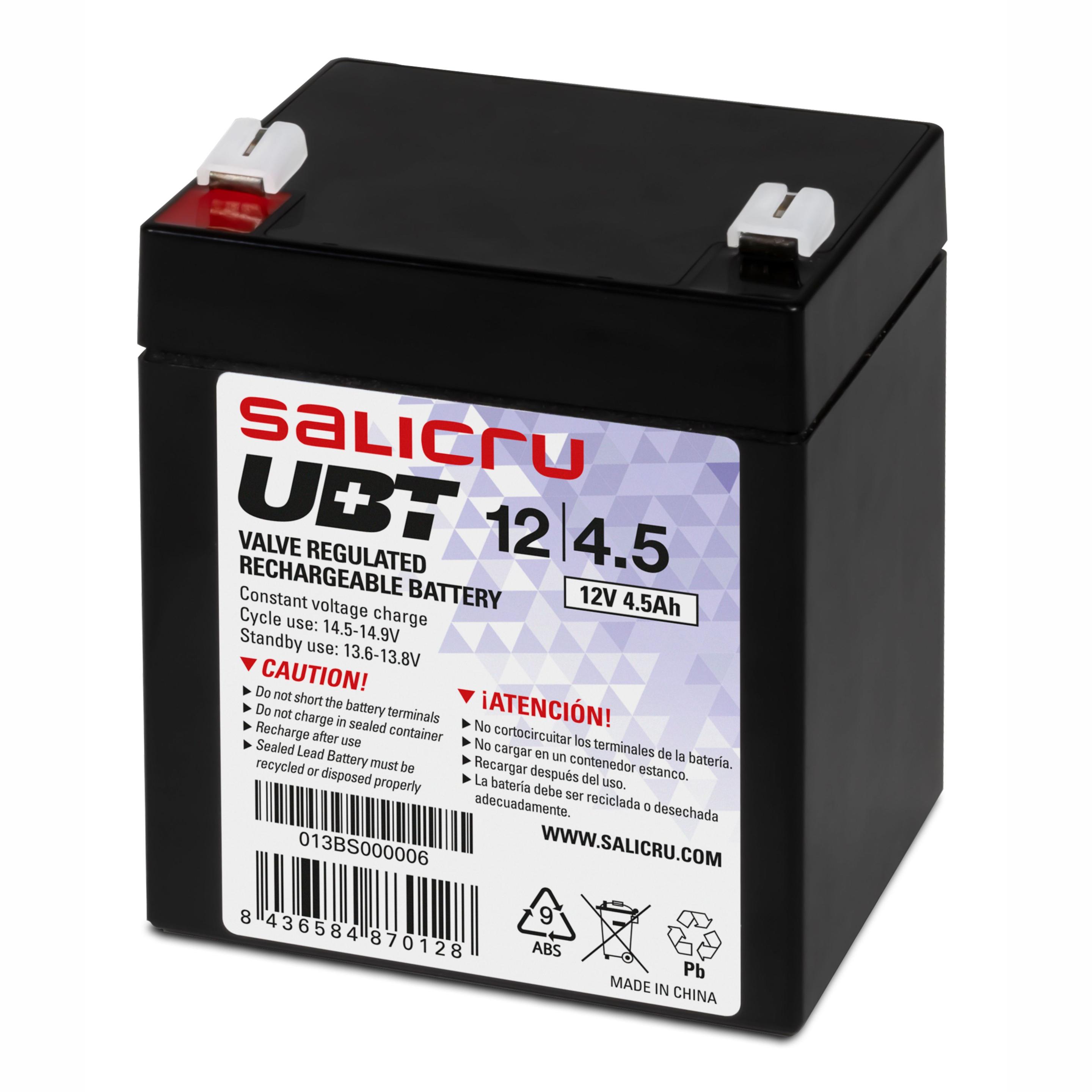 Bateria AGM SALICRU UBT 12/4.5 (SLC Cube3, Cube STR, Adapt - Preto)