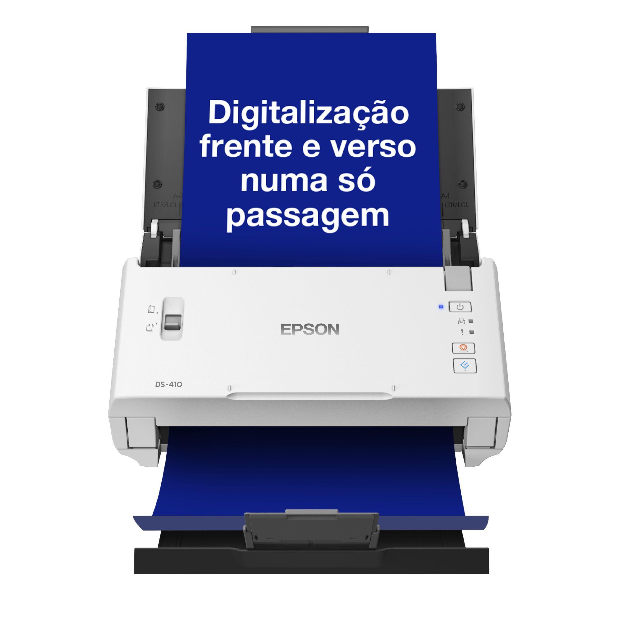 Digitalizador de Alimentação por Folhas EPSON WorkForce DS-410 (USB 2.0 - Preto e Branco)