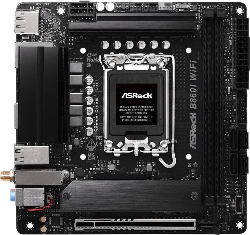 Motherboard ASROCK B860I WiFi (LGA 1851 (Socket V1) - Mini-ITX - Duplo canal)