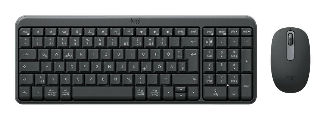 Conjunto de Teclado e Rato LOGITECH MK250 (Alemão - RF Wireless + Bluetooth - Sem fios - Grafite)