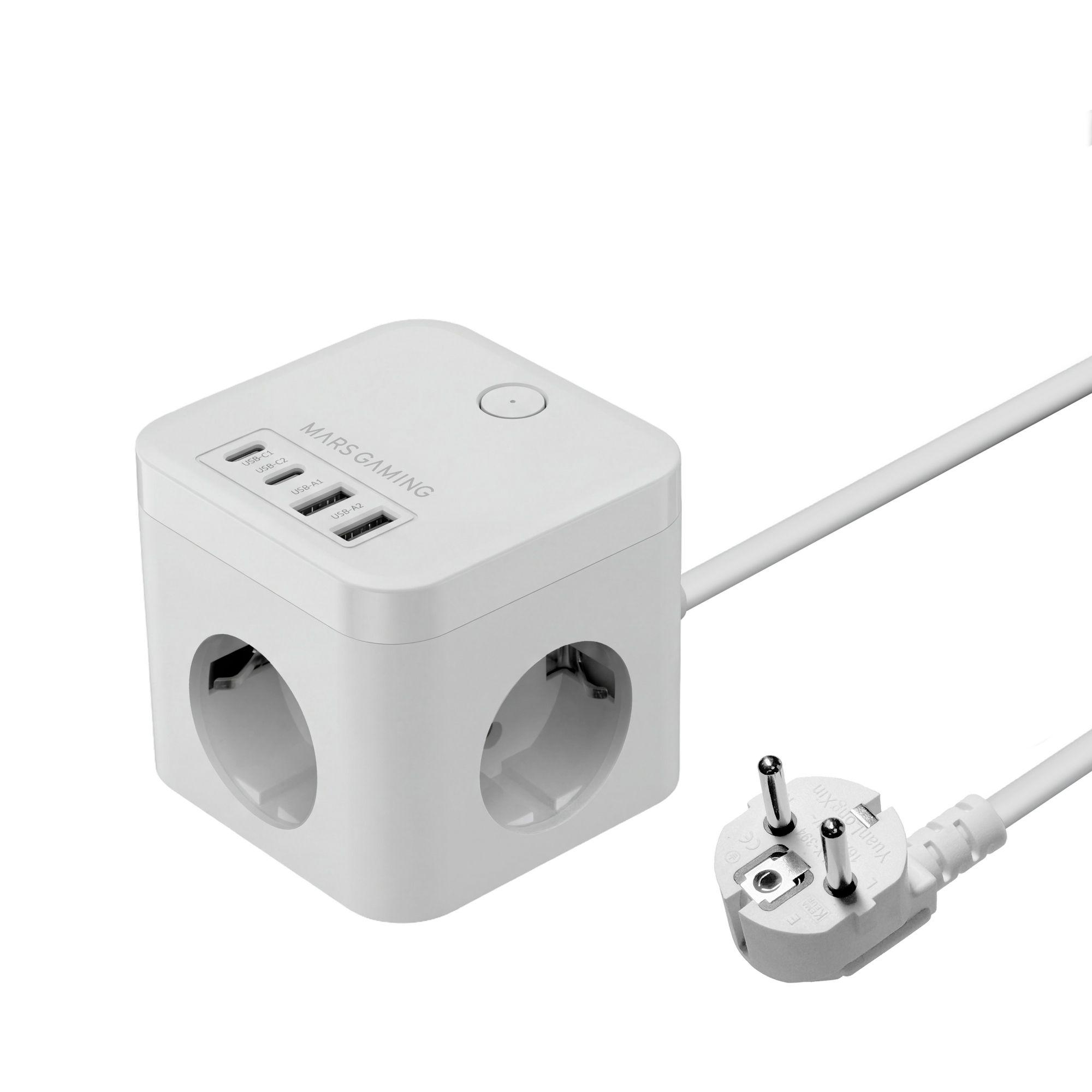 Cubo de Tomadas com Carregador USB MARS GAMING MDCUBE35W (Branco)