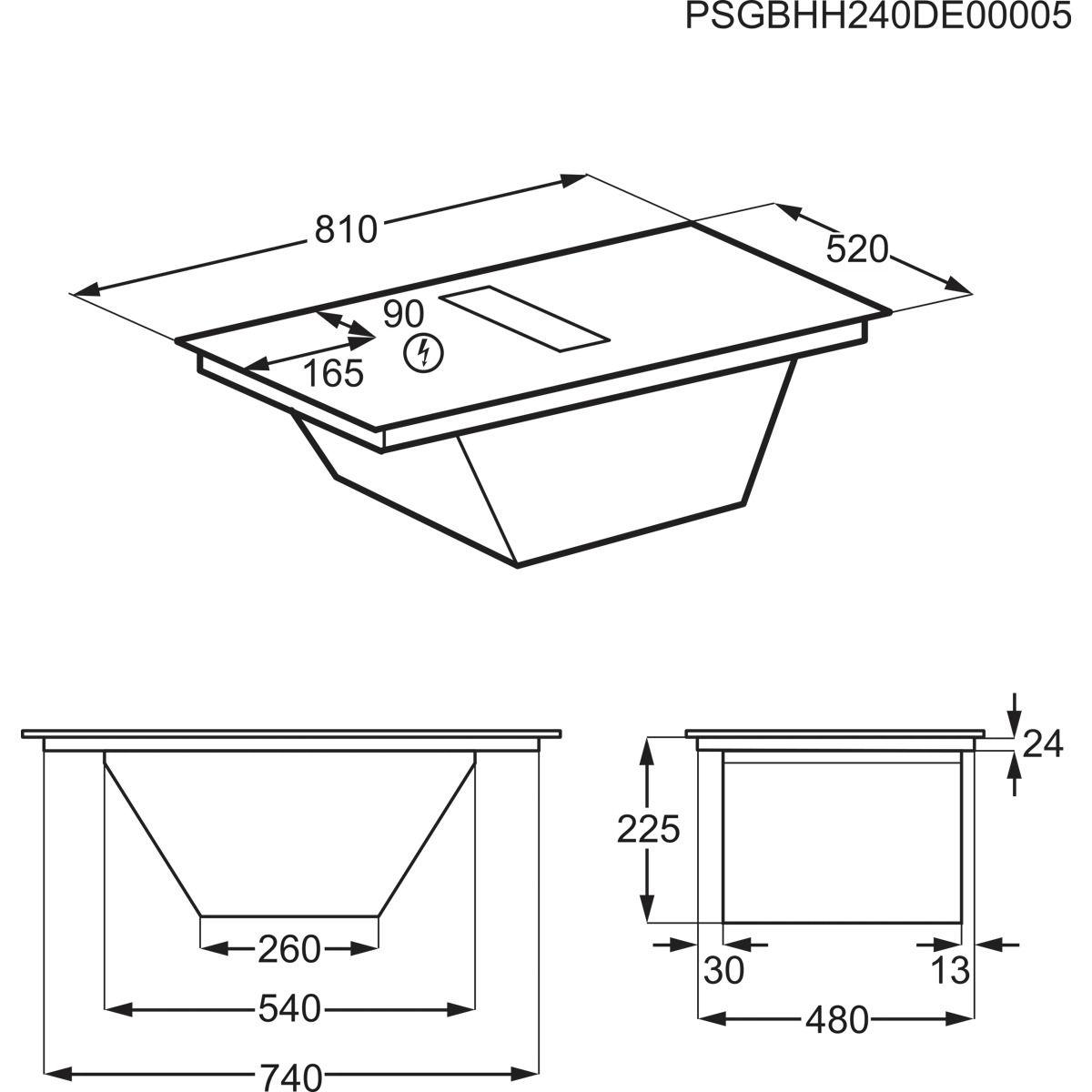 Placa de Indução com Exaustor Integrado AEG TH84CB03FB (4 zonas - 7350 W - Cerâmica - Preto) — miniatura 9