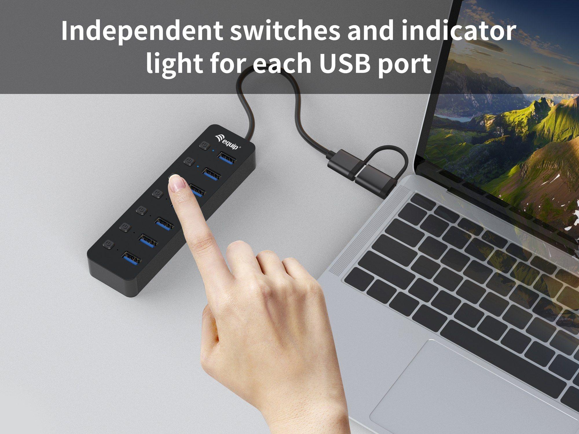 Hub USB EQUIP 128965 (0,3 m - Preto), miniatura 5