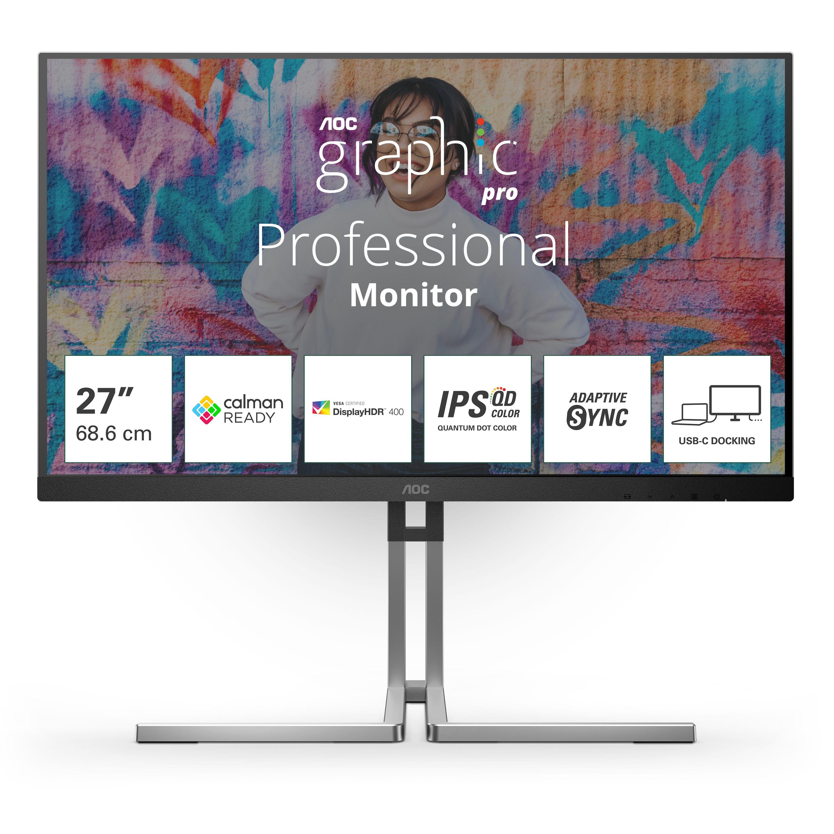 Monitor AOC Graphic Pro Q27U3CV (27" - IPS Quantum Dot - 75 Hz - Preto)