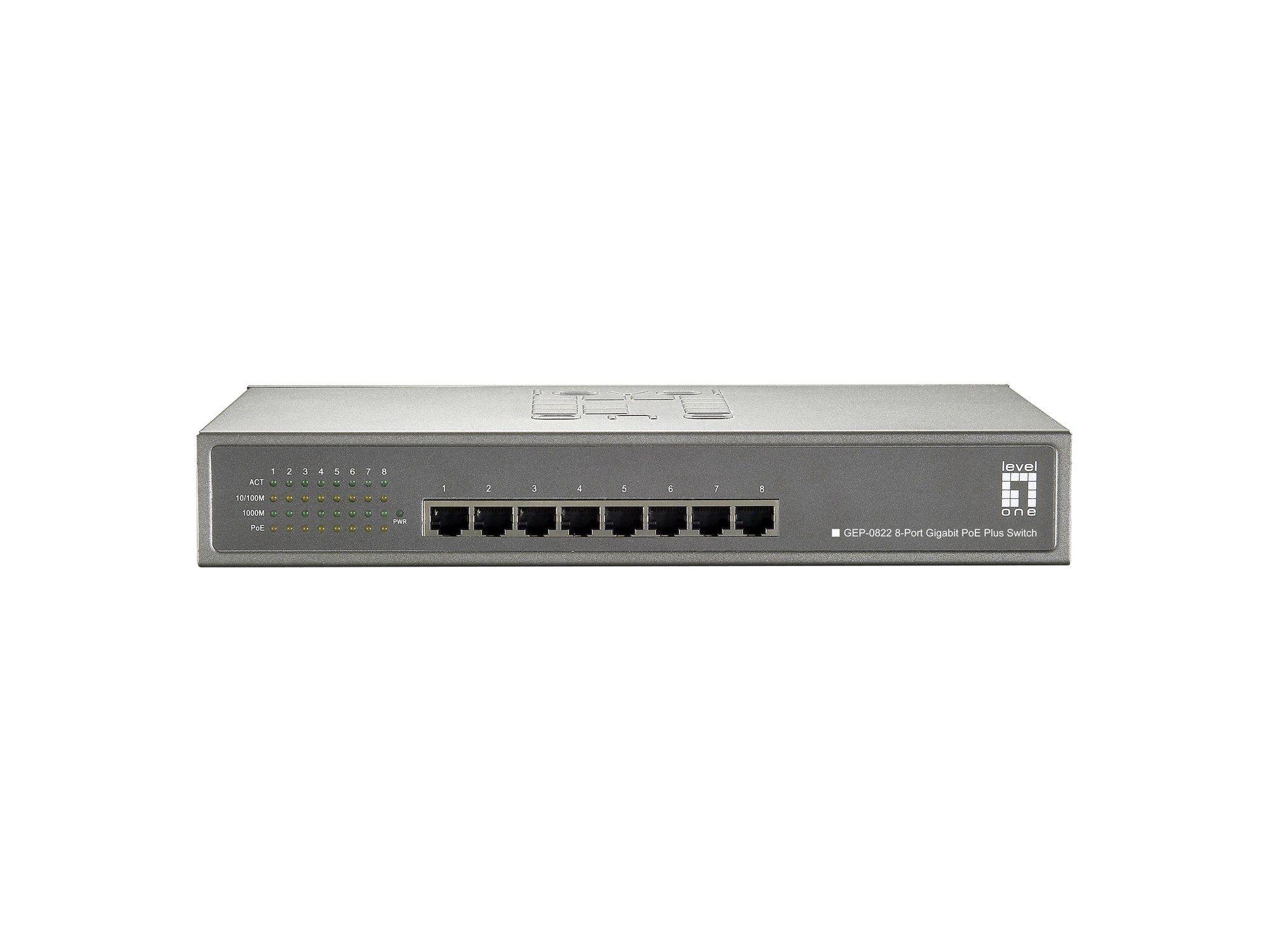 Switch LEVELONE GEP-0822 (RJ-45 - Gigabit Ethernet - 128 KB - Cinzento)