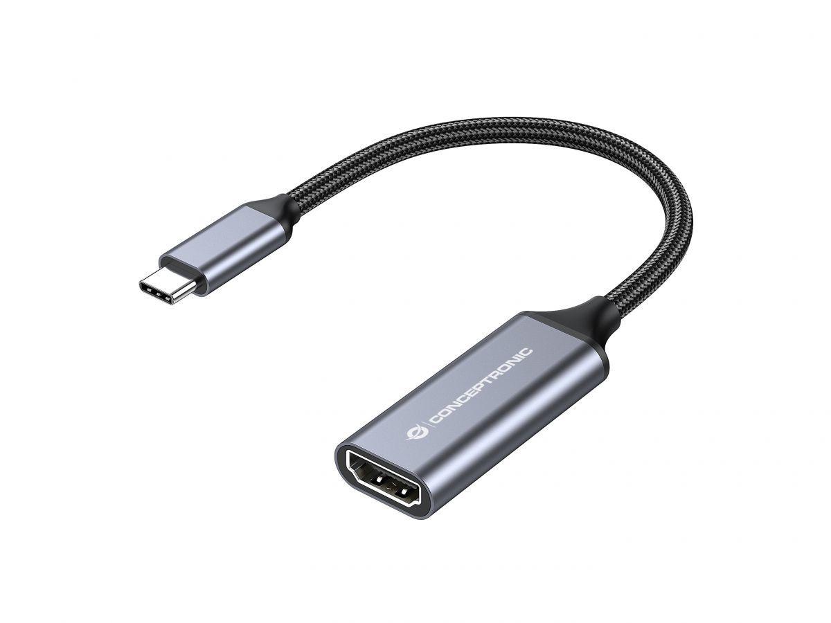 Adaptador USB-C para HDMI CONCEPTRONIC ABBY09G (0,18 m - Windows, macOS e Android - Cinzento)
