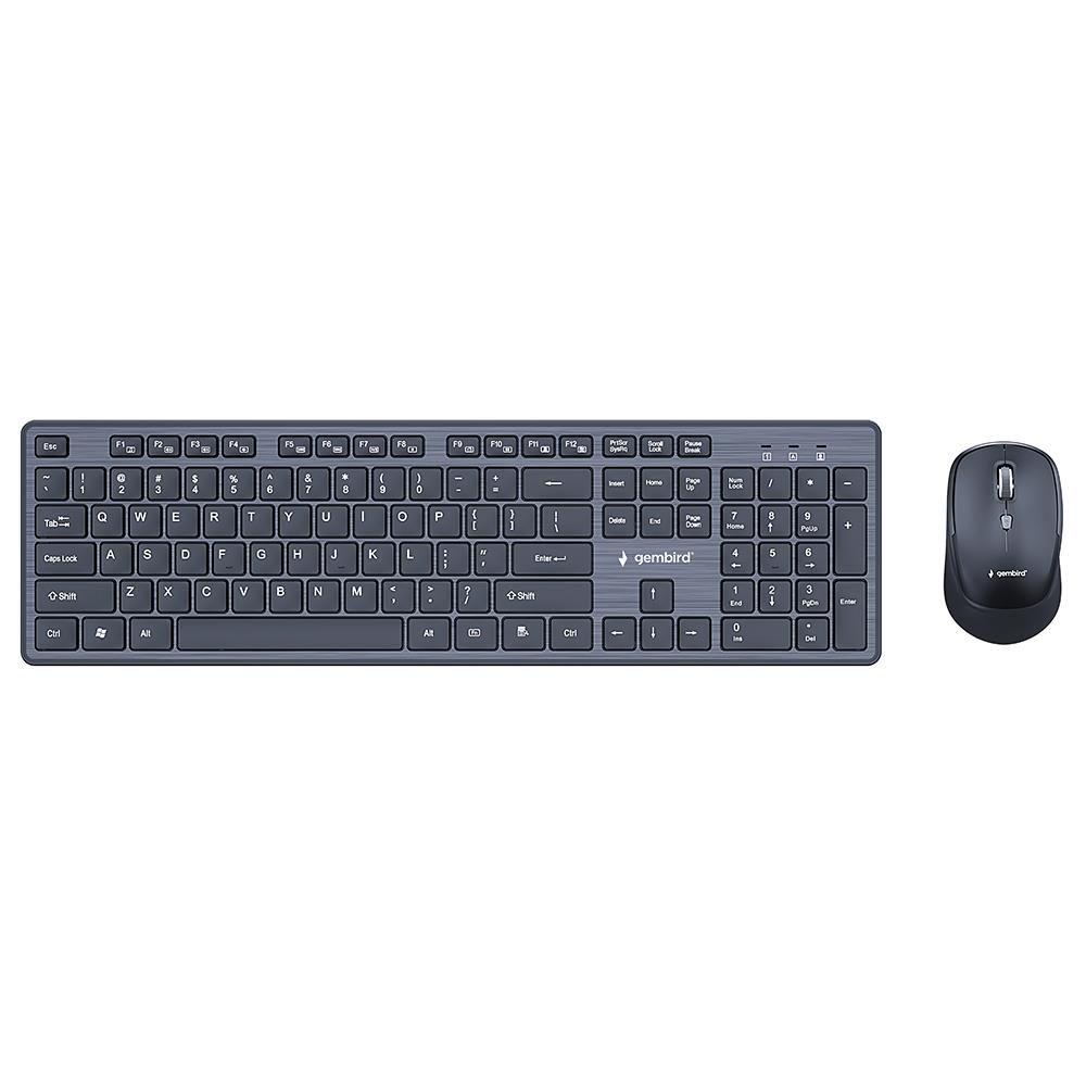 Conjunto de Teclado e Rato GEMBIRD KBS-WCH-04 (Tamanho completo - RF Wireless - Sem fios - Preto)
