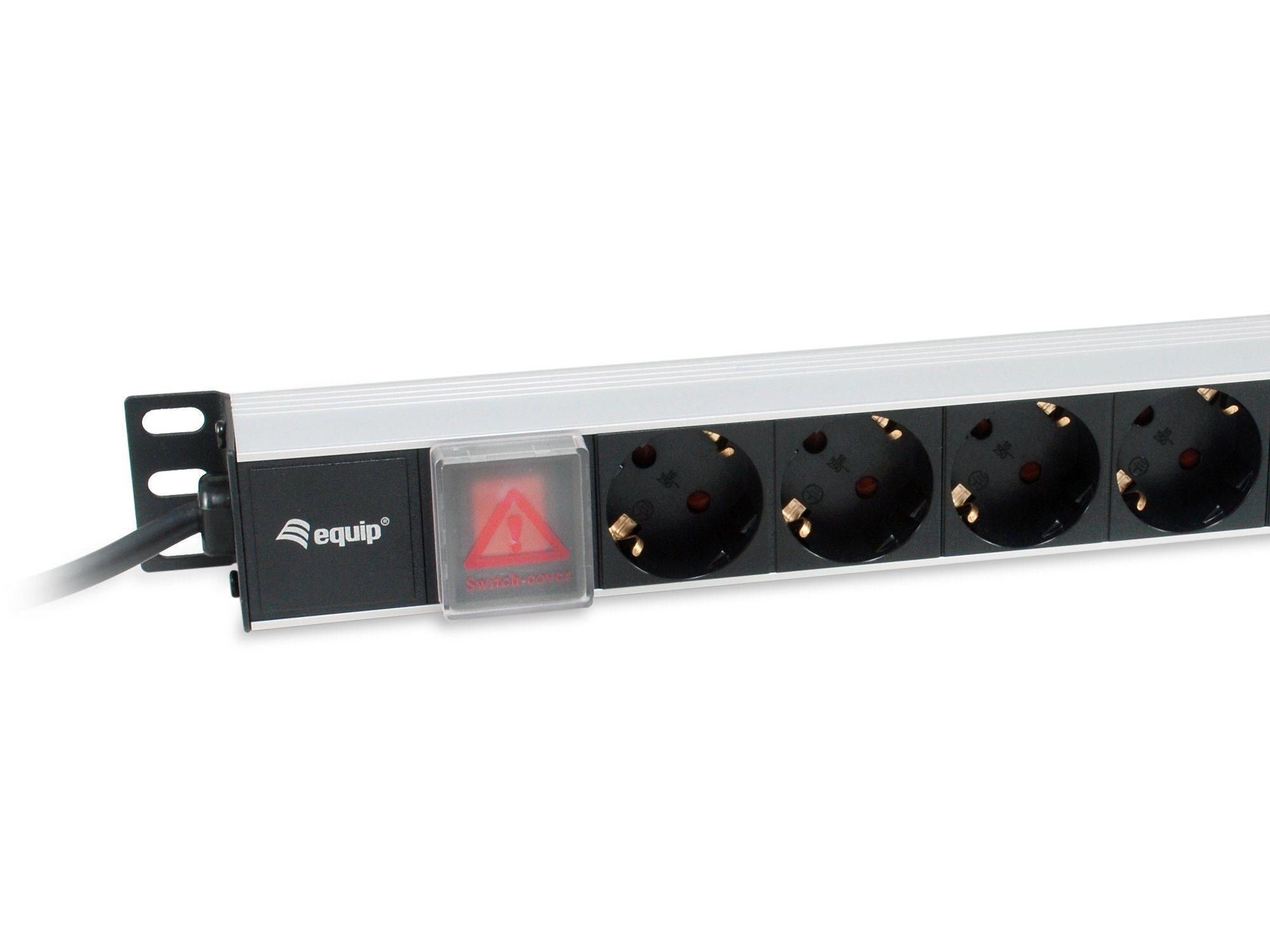 Régua de Tomadas para Bastidor EQUIP 333308 (19" - 1U - 8 Tomadas Schuko - Preto e Prateado), miniatura 2