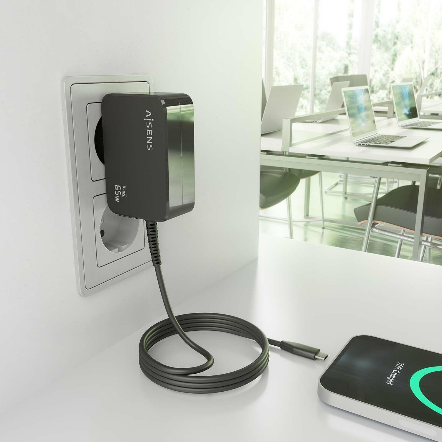 Carregador de Parede AISENS ASCH-1PD65WL033-BK (USB Type-C - Universal - Preto), miniatura 5