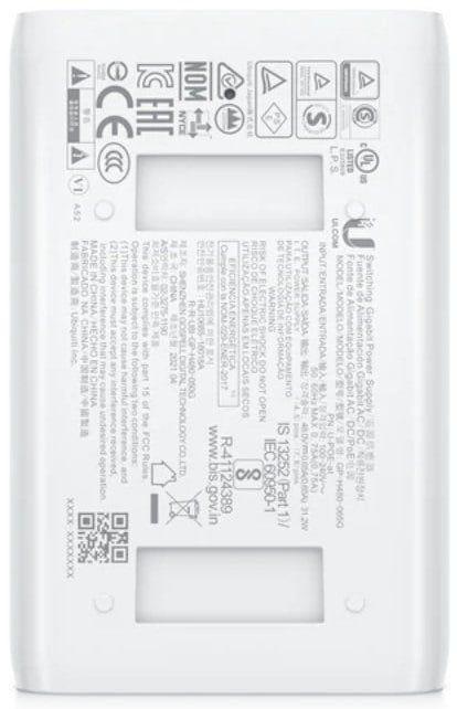 Injetor PoE+ UBIQUITI U-POE-AT (Gigabit Ethernet - 1 unidade - Branco), miniatura 4