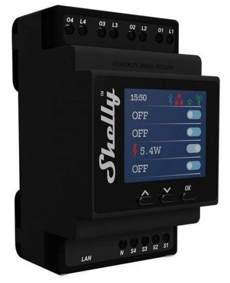 Módulo de Automação com Relés SHELLY Pro 4PM (Preto), miniatura 2