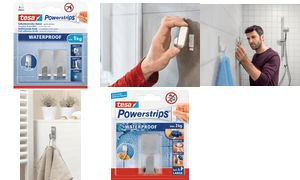 Gancho Adesivo de Casa de Banho TESA Powerstrips Waterproof S Zoom (Tamanho S - Metal)