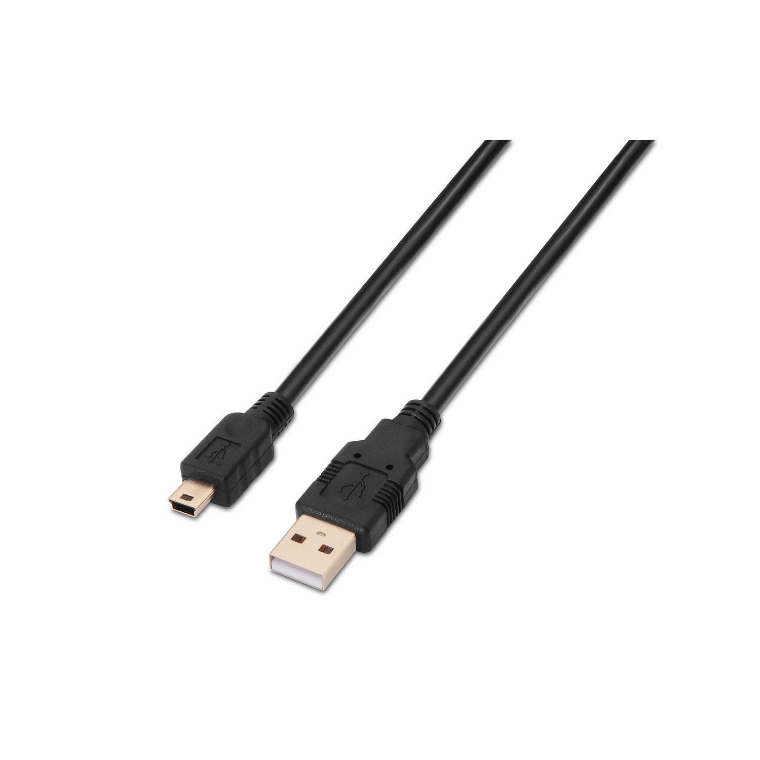 Cabo USB AISENS A101-0023 (0,5 m - USB A - Mini-USB B - Preto)