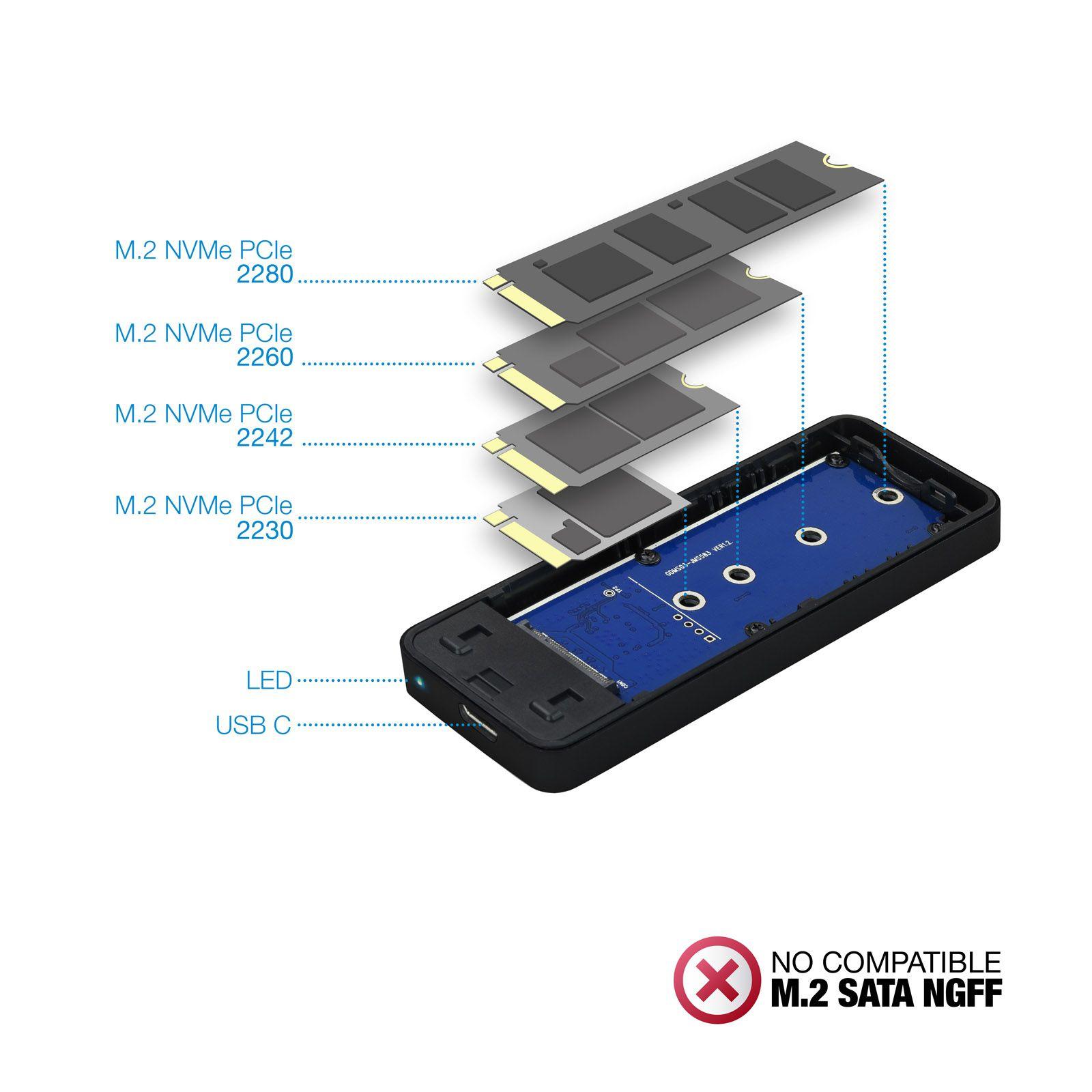Caixa Externa para SSD M.2 NVMe TOOQ TQE-2280B (1 TB - M.2 - PCI Express NVMe - Preto), miniatura 3