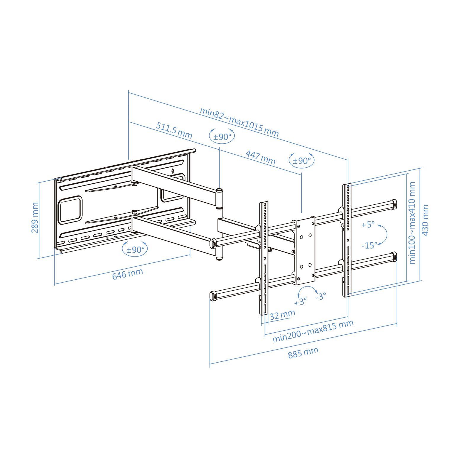 Suporte de Parede para TV TOOQ LP4380XL-B (800 x 400 mm - 200 x 200 mm - 2,03 m - Preto), miniatura 11