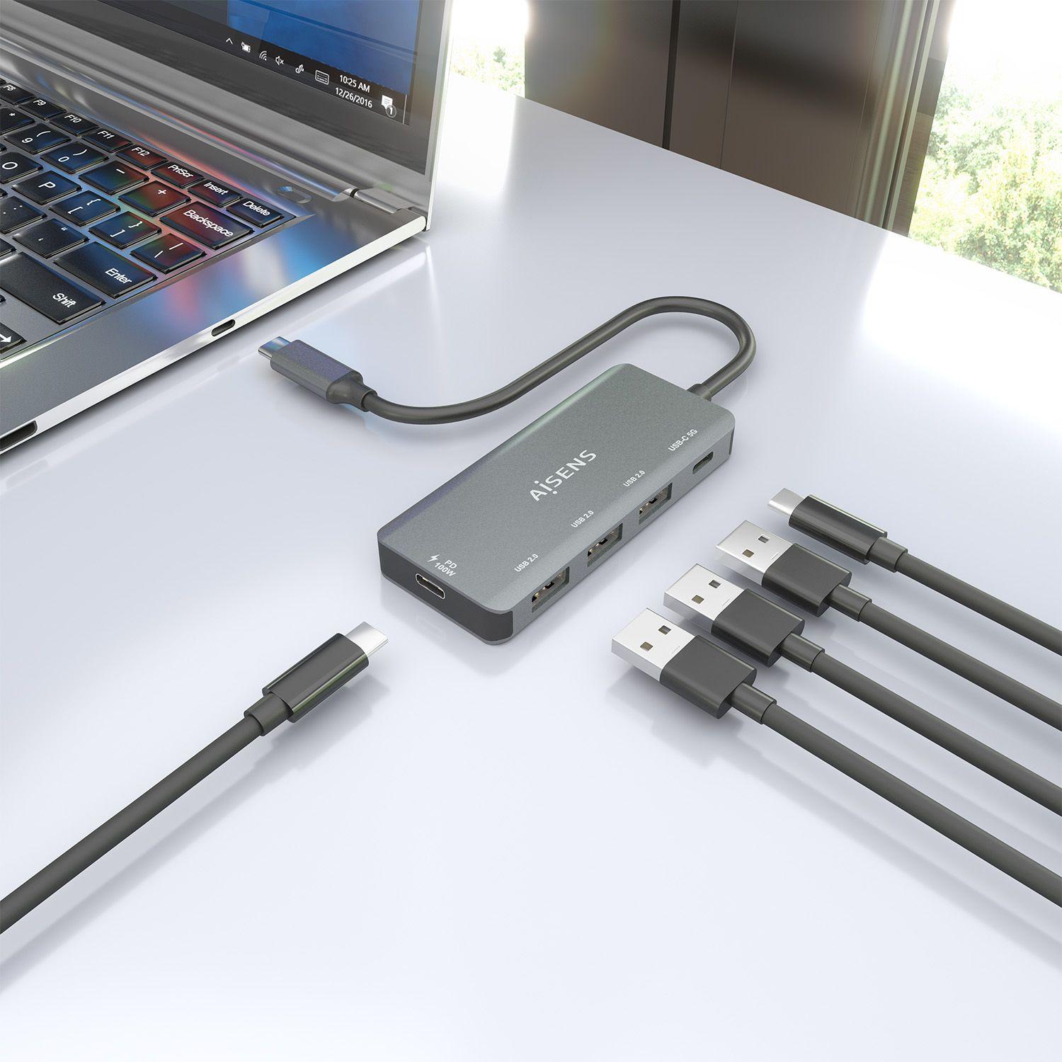 Hub USB-C AISENS A109-0945 (0,15 m - Cinzento), miniatura 6