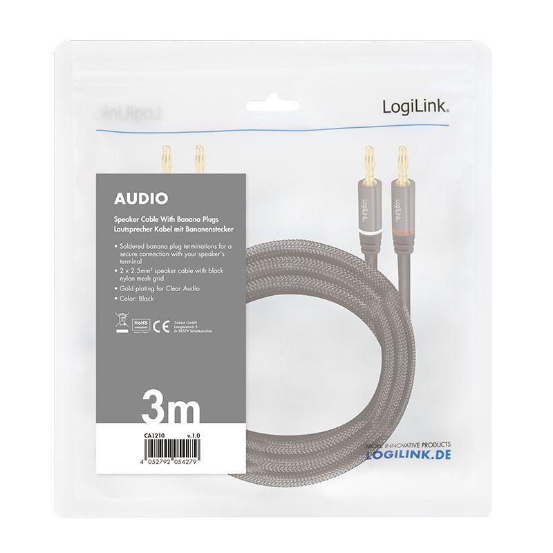 Cabo de Áudio LOGILINK CA1210 (2 x Banana - Preto) — miniatura 4