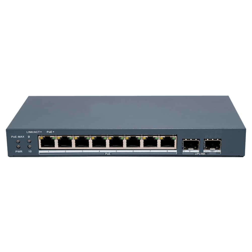 Switch PoE Gerível HIKVISION DS-3E1510P-EI/M-8P2F (10/100/1000 Mbps - 20 Gbps - IEEE 802.3af/at)