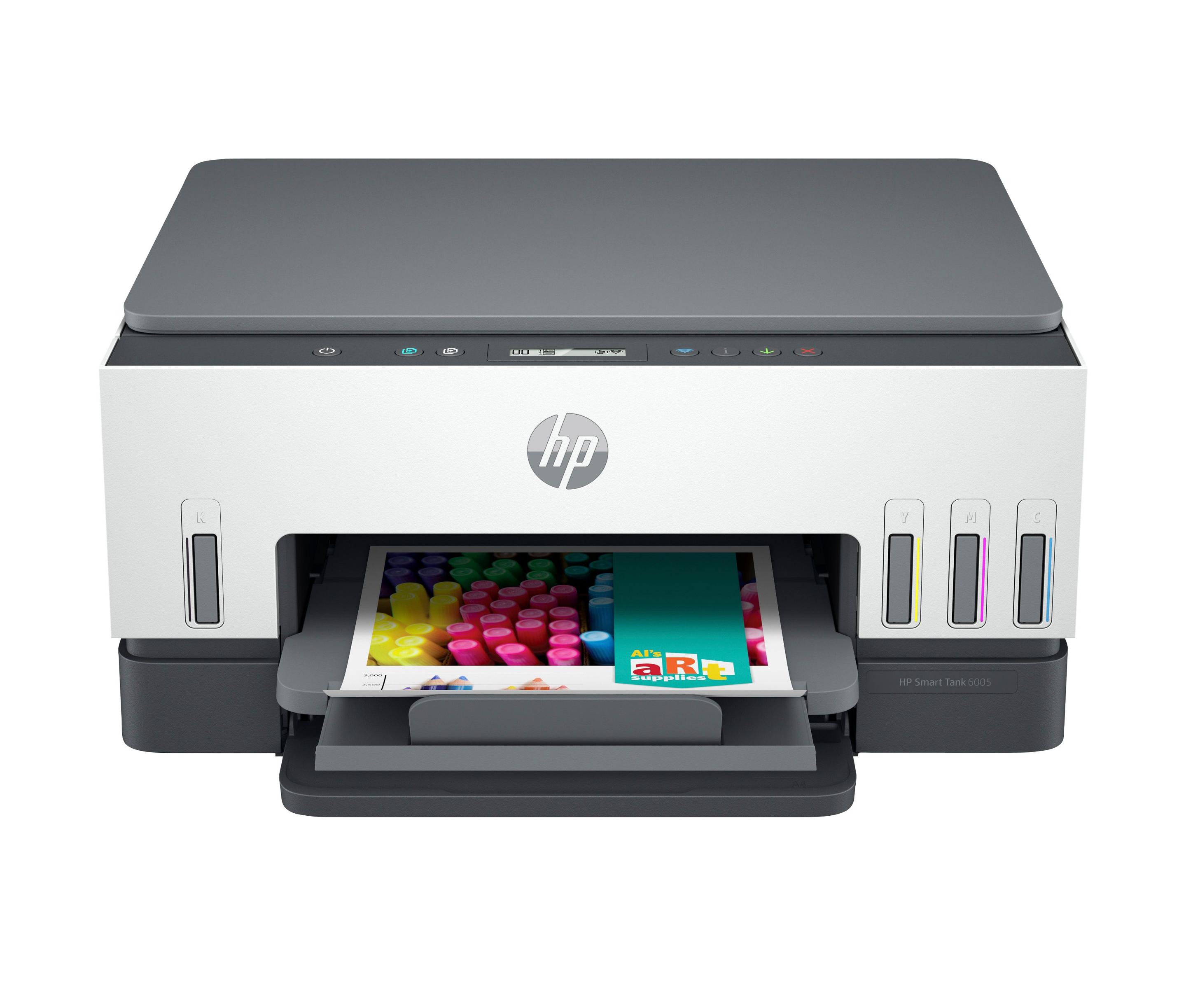 Impressora Multifunções HP Smart Tank 6005 (A4 - Impressão a cores - 150 folhas - Branco e Cinzento)