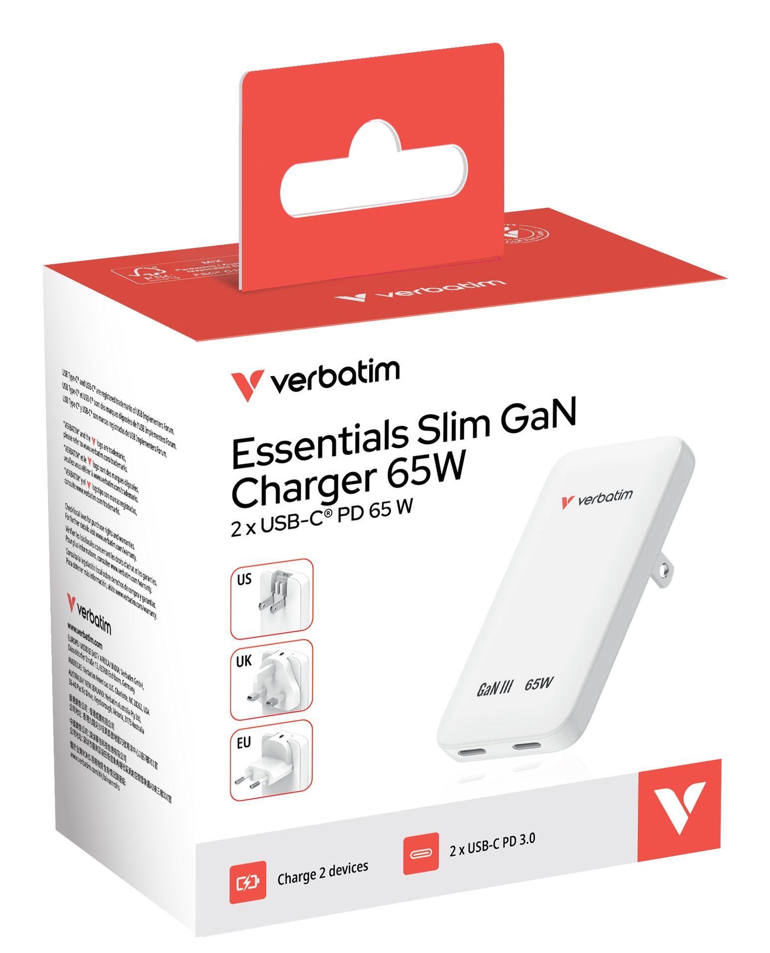 Carregador de Dispositivos Móveis VERBATIM 30281 (65 W - Branco), miniatura 3