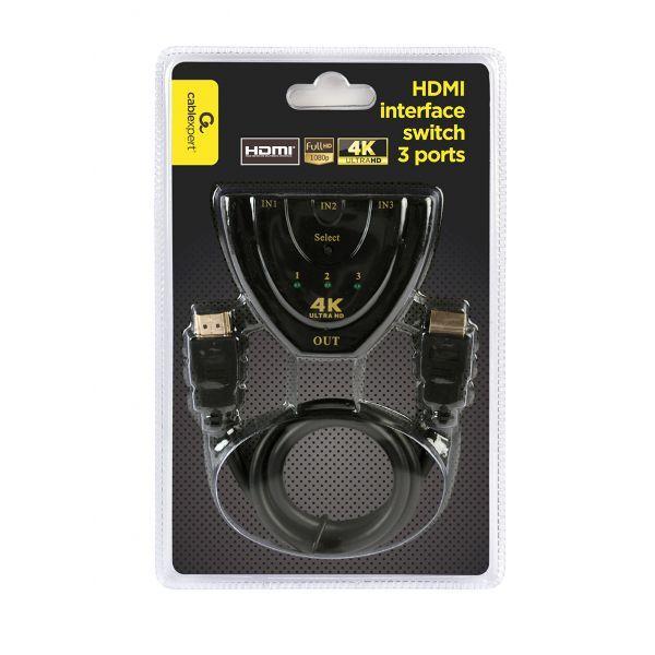 Comutador HDMI GEMBIRD DSW-HDMI-3 (0,5 m - Preto), miniatura 2