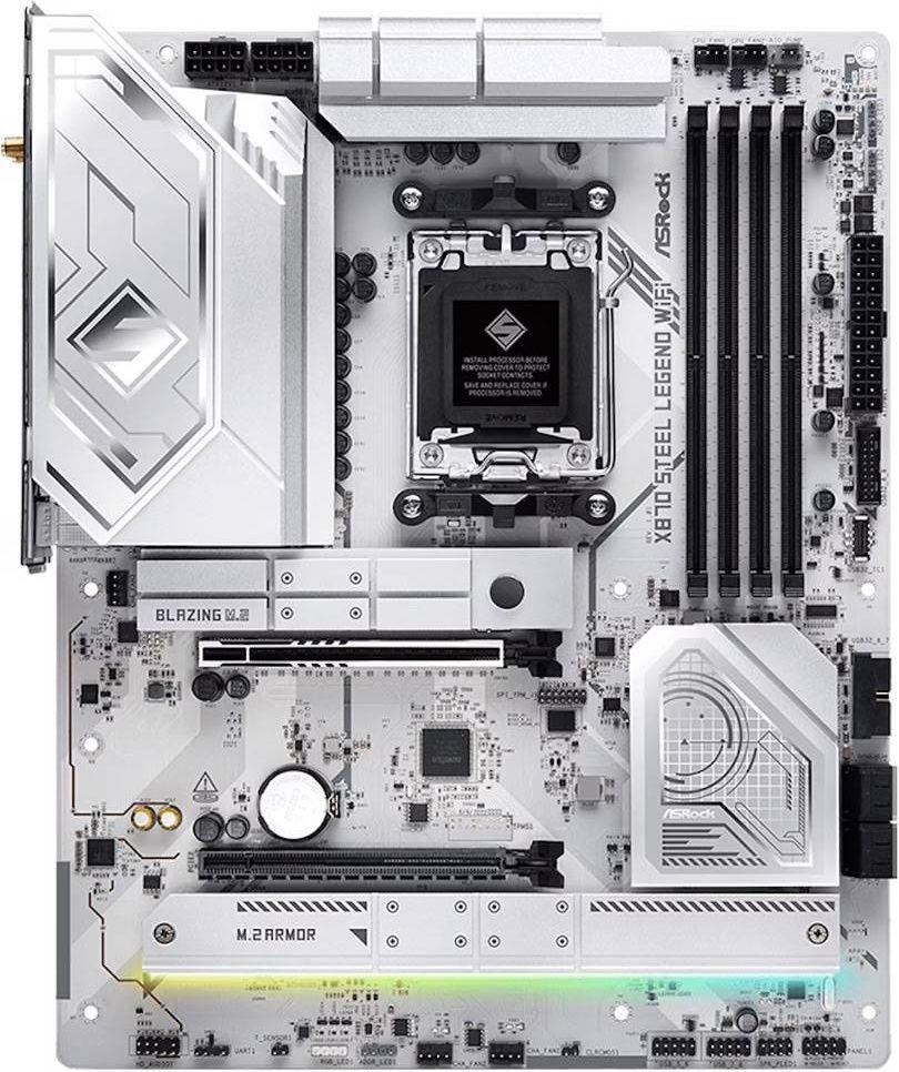 Motherboard ASROCK X870 Steel Legend WiFi (AM5 - AMD Ryzen 7, AMD Ryzen 9 - ATX - Branco), miniatura 3