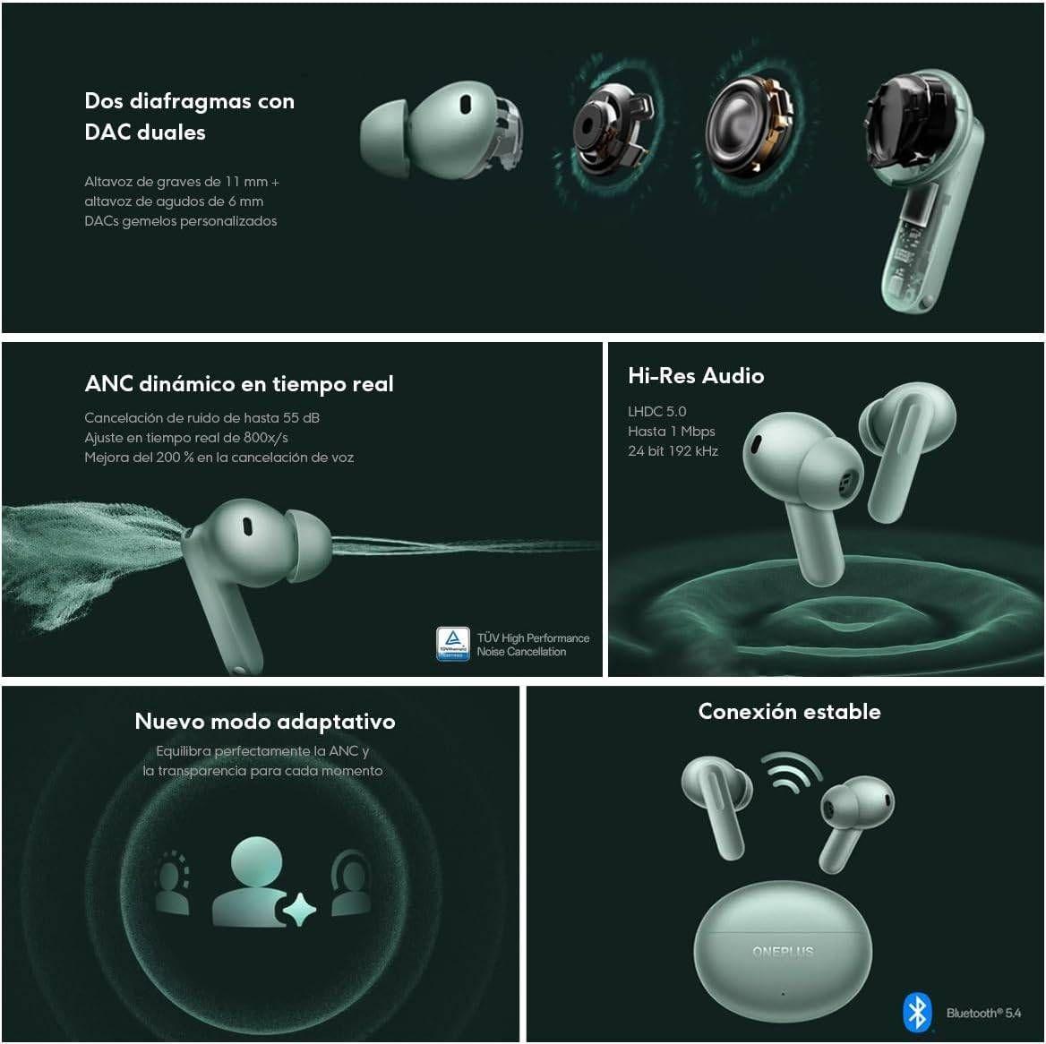 Auscultadores ONEPLUS Buds 4 (Binaural - True Wireless Stereo - Intra-aural - Cinzento) — miniatura 3