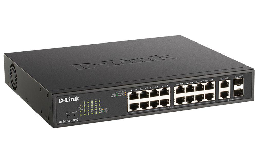 Switch Smart Managed D-LINK DGS-1100-18PV2 (Gigabit Ethernet - 10, 100, 1000 Mbit/s - 36 Gbit/s - Preto) — miniatura 2