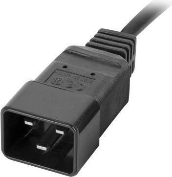Bloco de Tomadas para Rack LANBERG PDU-02I1908I-0200-C20-BK (48,3 cm - Acoplador C20 - Preto)