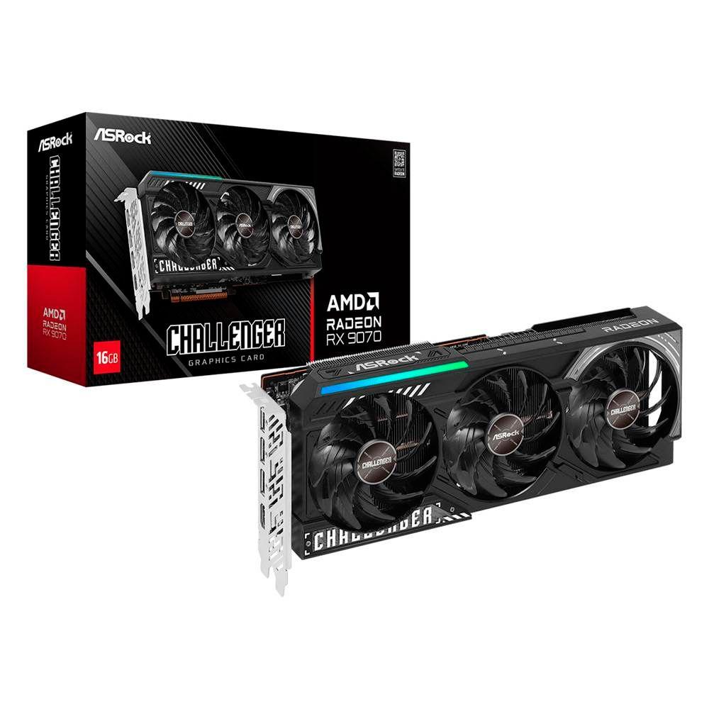 Placa Gráfica ASROCK Radeon RX 9070 Challenger OC (Radeon RX 9070 - 20 Gbit/s - 16 GB - Preto e Cinzento), miniatura 2
