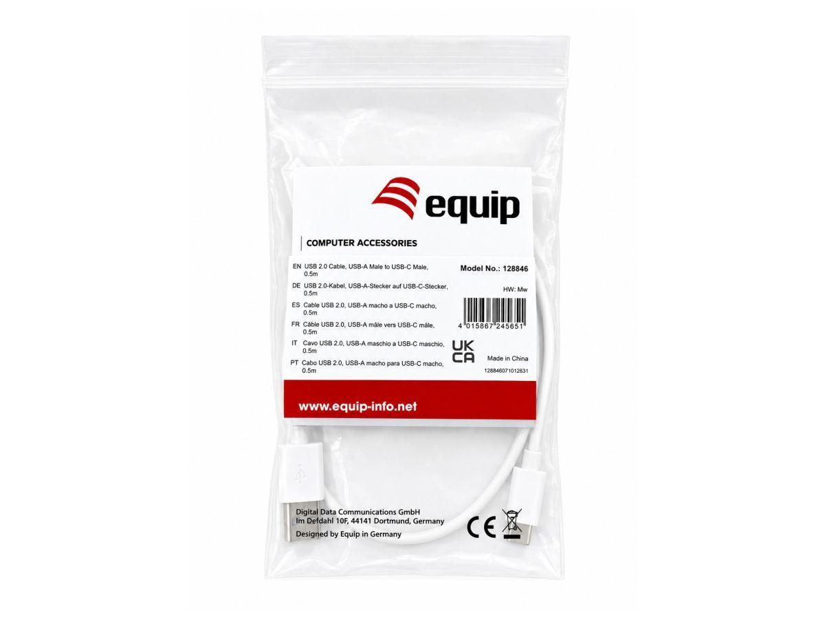Cabo USB EQUIP 128846 (0,5 m - USB A - USB C - Branco), miniatura 3