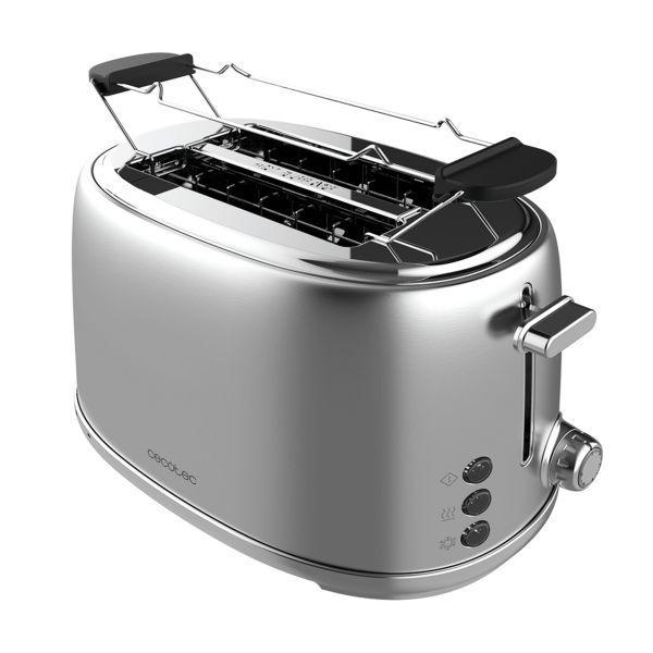 Torradeira CECOTEC Toast&Taste 1000 Retro Double Inox (980 W - 2 fatias - Ferro - Inox)
