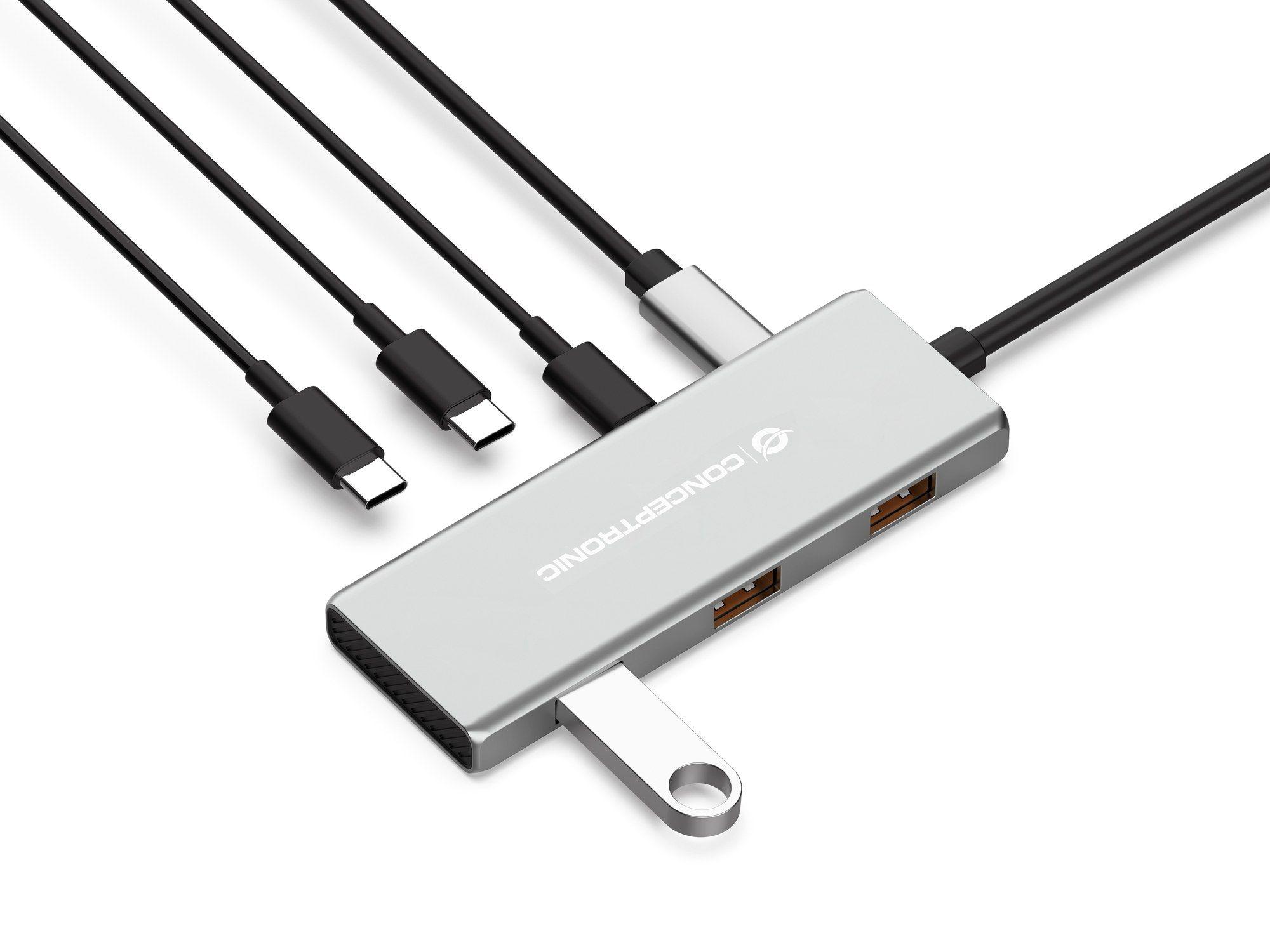 Hub USB-C CONCEPTRONIC HUBBIES17G (0,25 m - USB 3.2 Gen 2 Type-C - Cinzento) — miniatura 2