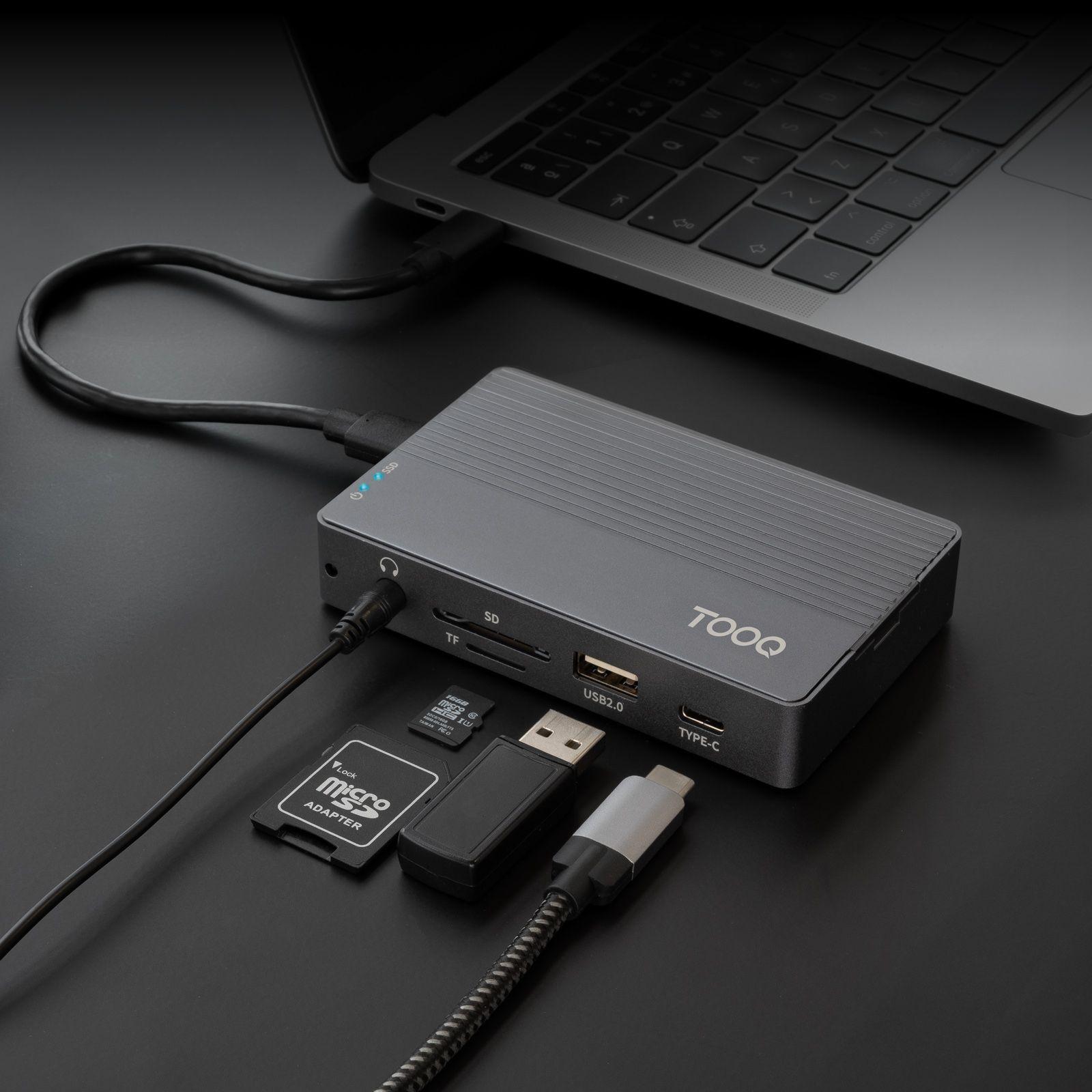 Caixa Externa M.2 e Hub USB-C TOOQ TQE-2242G (8 TB - PCI Express, SATA NVMe - Cinzento) — miniatura 6