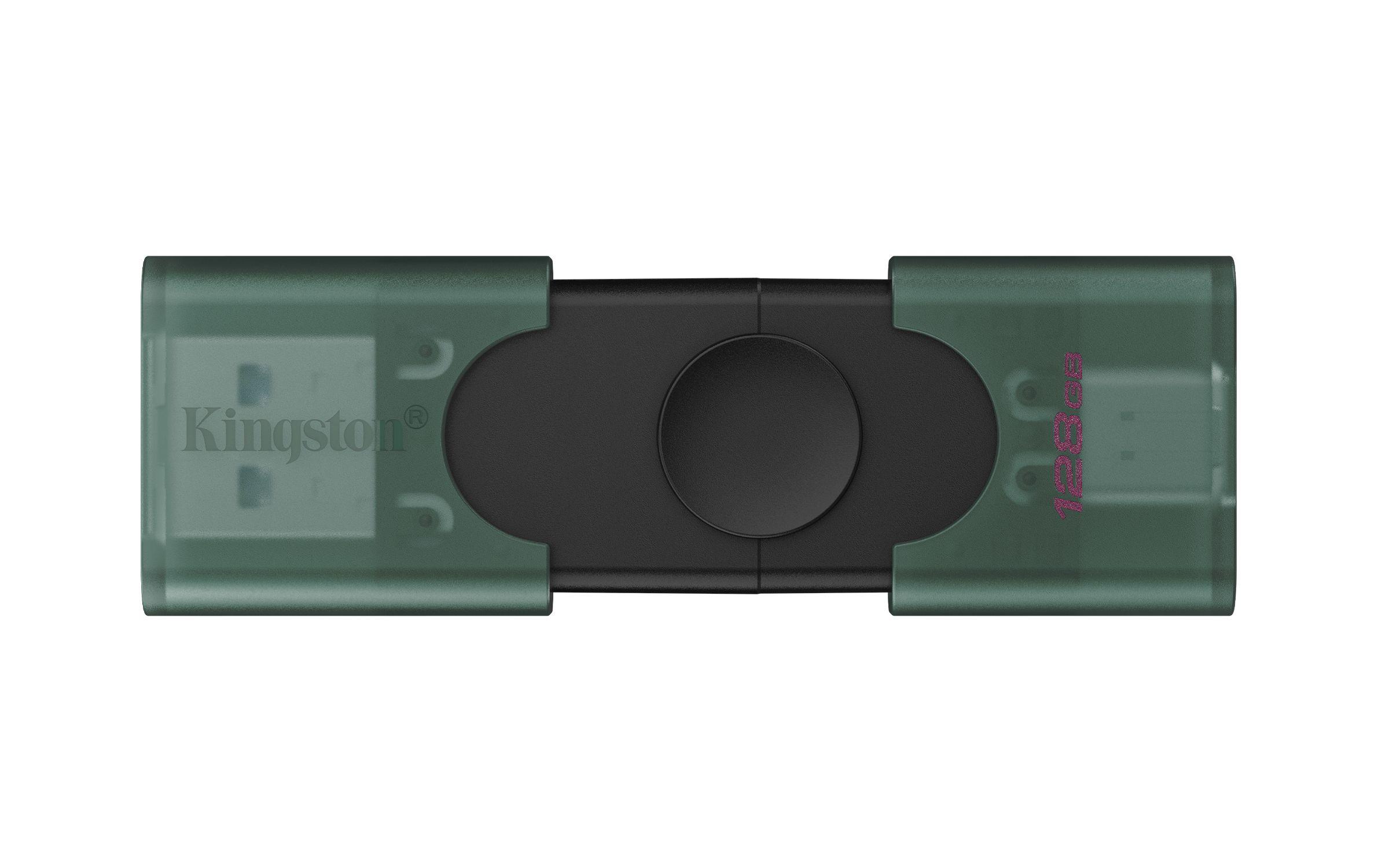 Pen USB KINGSTON DataTraveler Duo G2 (128 GB - Tampa - USB Type-A / USB Type-C - Preto e Verde)