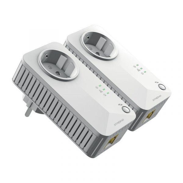 Kit de 2 Adaptadores Powerline STRONG POWER L600 DUO EUV2 (LAN - 2 unidades - HomePlug AV - Branco)